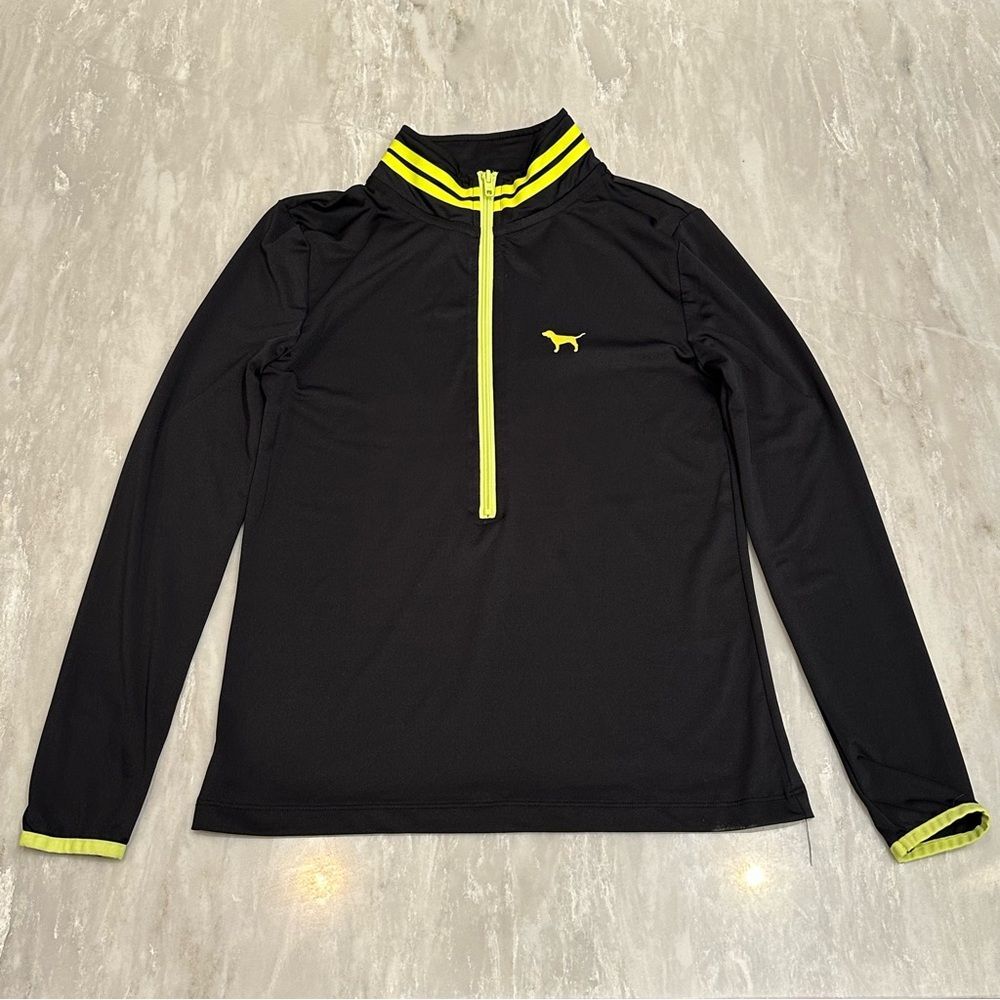 PINK Women's SZ S Long Sleeve 1/2 Zip Pullover Jacket Top Black Athletic Sporty